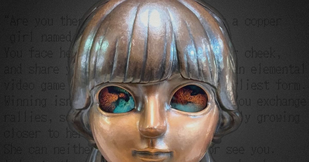 銅の鍛金でつくられた少女の像 カガネ