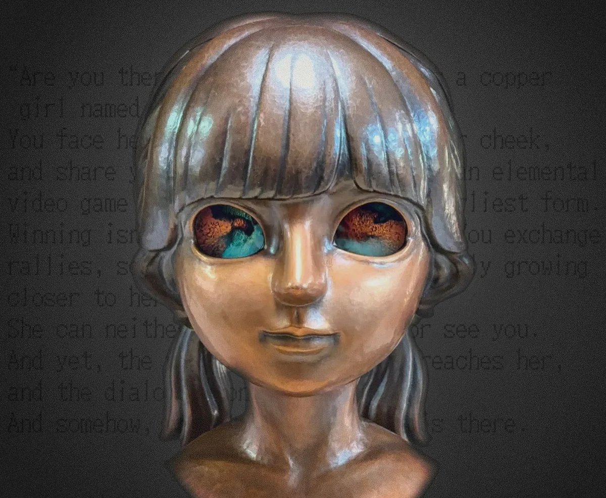 銅の鍛金でつくられた少女の像 カガネ