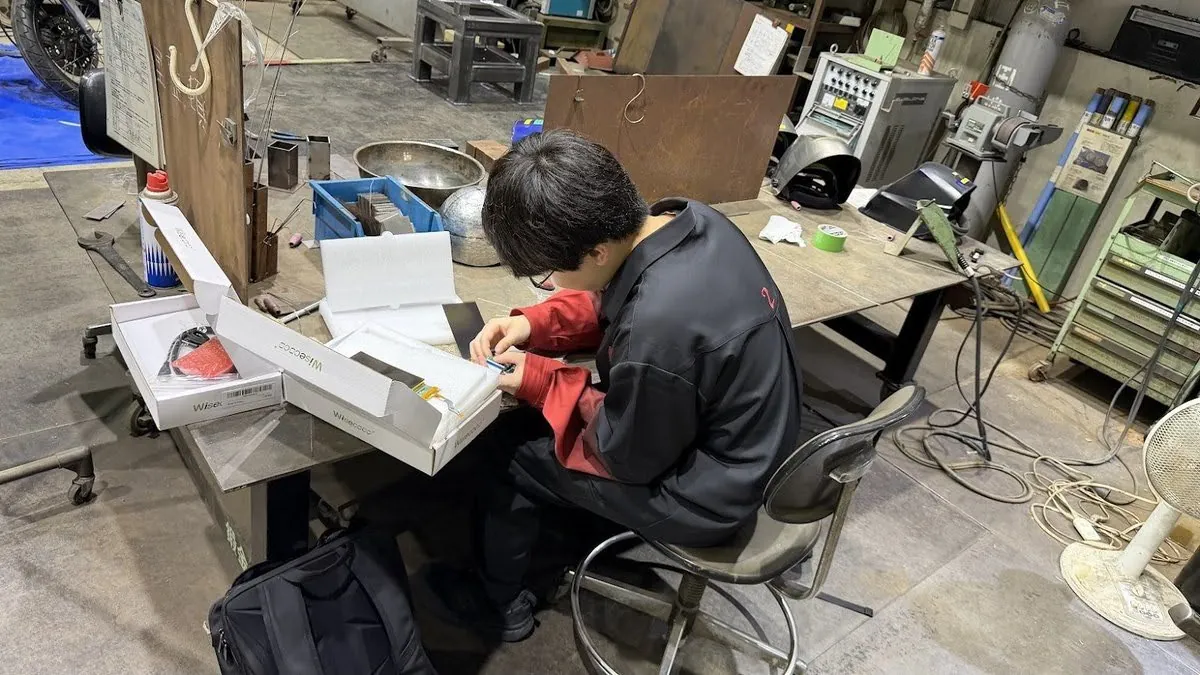 工房での作業