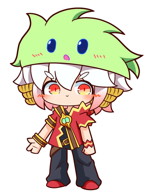 カミエナのキャラクター。緑のスライム帽子をかぶった男の子