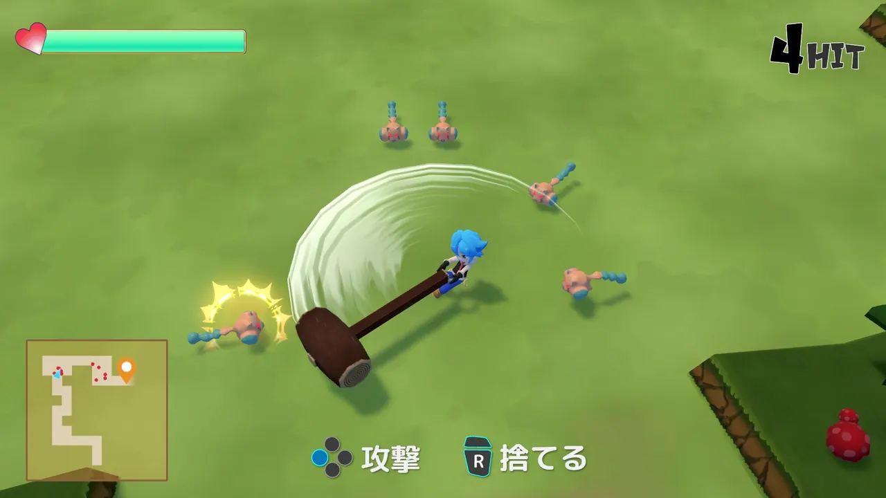 ハンマーをぶんまわすゲーム画面